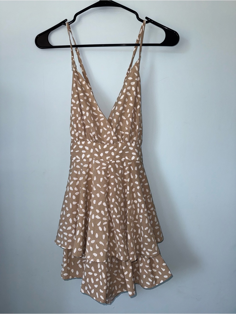Style Rack Tan Mini Dress with White Spot Print